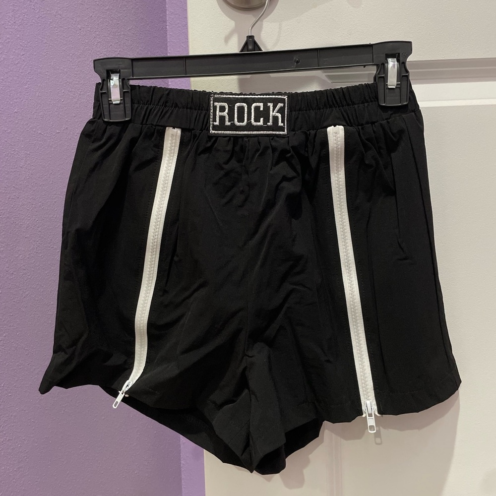 black shorts with white zippers - XS